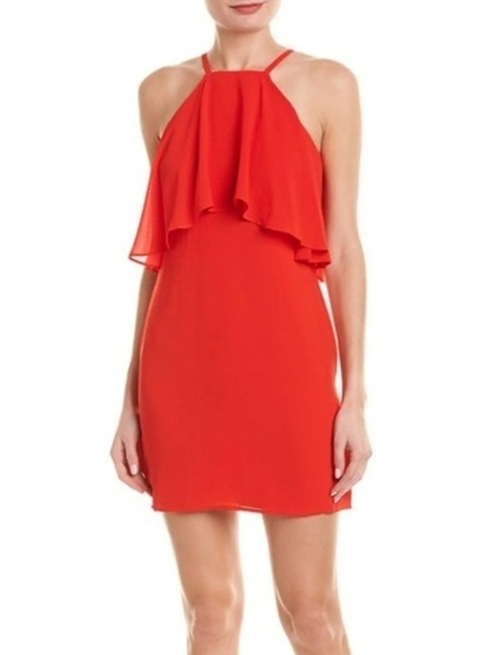ALI & JAY Red Halter Ruffle Mini Dress